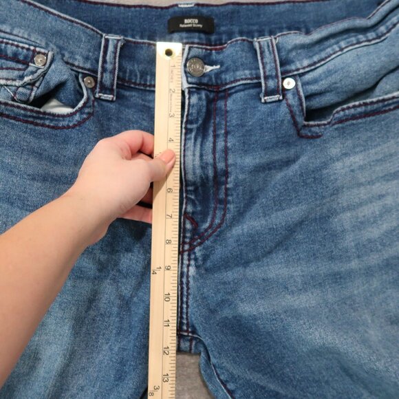 True Religion Jeans Mens 40x34 Blue Rocco Relaxed Skinny Whiskered Stretch - Picture 9 of 16